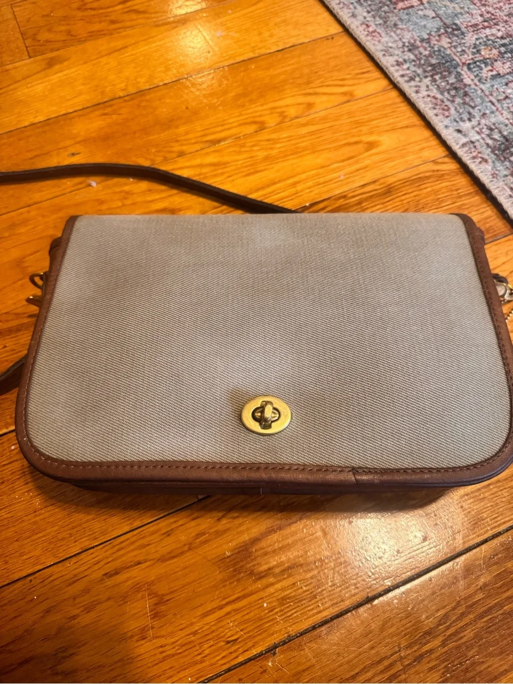 Vintage Coach Cotton Twill NYC made crossbody style 9635 Rare - Picture 10 of 16